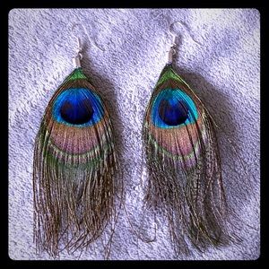 Peacock feather earrings